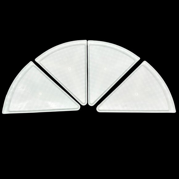 Vintage Pizza Slice Plates Trays Green White Checkered Serving Dishes Plastic - Picture 3 of 8